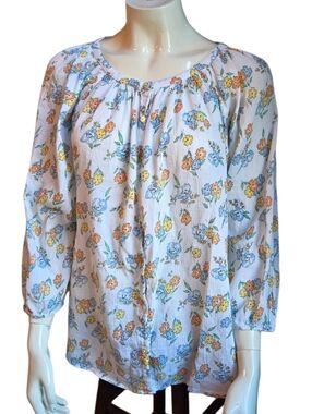 Size Large Floral Print Top By Chaps